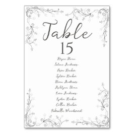 Whimsical Hand Drawn Script Wedding Seating Plan テーブルナンバー