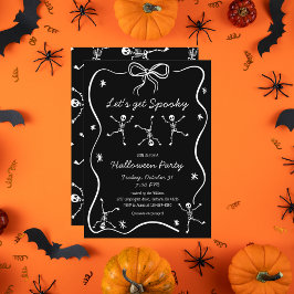 Whimsical Hand Drawn Skeleton Bow Frame Halloween  招待状