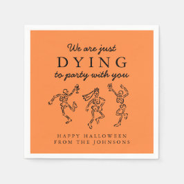 Whimsical Hand Drawn Skeletons Halloween Party スタンダードカクテルナプキン