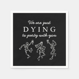 Whimsical Hand Drawn Skeletons Halloween Party スタンダードカクテルナプキン