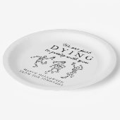 Whimsical Hand Drawn Skeletons Halloween Party ペーパープレート (アングル)