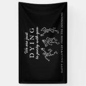 Whimsical Hand Drawn Skeletons Halloween Party 横断幕 (縦)