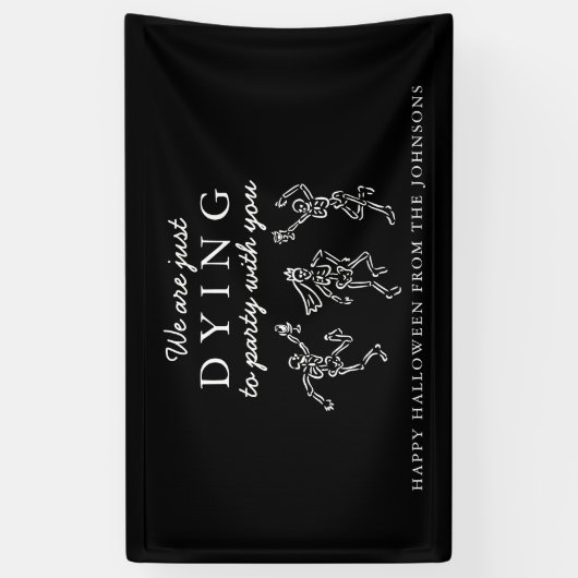 Whimsical Hand Drawn Skeletons Halloween Party 横断幕 (縦)