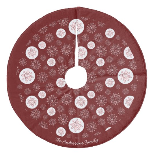 Whimsical Hand Drawn Snowflake Pattern  フリース ツリースカート (正面)