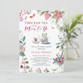 Whimsical Hand-Drawn Tea Party Baby Shower  招待状 (スタンド正面)