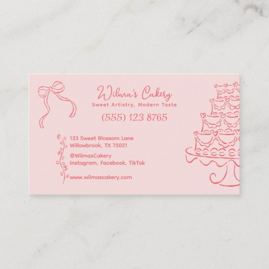 Whimsical Hand Drawn Wedding Cake Bakary 名刺 (裏面)