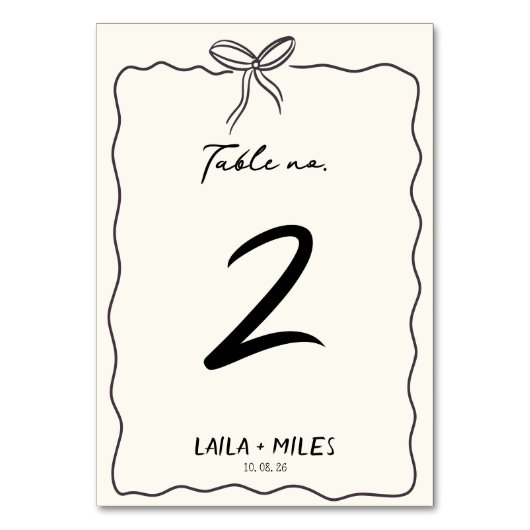 Whimsical Hand drawn wedding Event  テーブルナンバー (正面)
