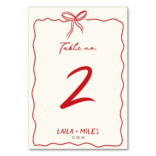Whimsical Hand drawn wedding Event  テーブルナンバー (正面)