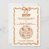 Whimsical Hand Drawn Wedding Invitation Cute Bows 招待状 (裏面)