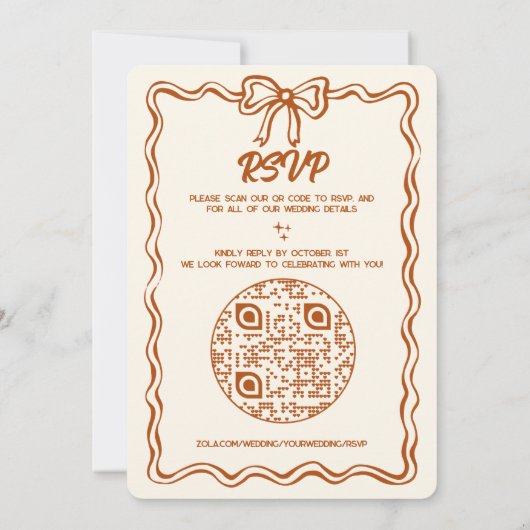 Whimsical Hand Drawn Wedding Invitation Cute Bows 招待状 (裏面)