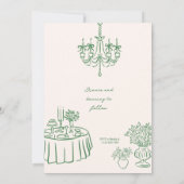  whimsical hand-drawn wedding invitation green 招待状 (裏面)