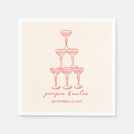 Whimsical Hand Drawn Wedding Napkins スタンダードカクテルナプキン (正面)