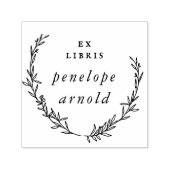 Whimsical Hand Drawn Wreath Ex Libris Book セルフインキングスタンプ (デザイン)