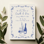 Whimsical Hand Lettered Illustrated Dinner Wedding 招待状<br><div class="desc">Whimsical Hand Lettered Illustrated Dinner Wedding Invitation</div>