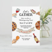 Whimsical Handdrawn Doodles Unique Thanksgiving 招待状 (スタンド正面)