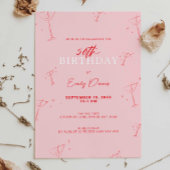 Whimsical Handdrawn martini 50th Birthday Party 招待状