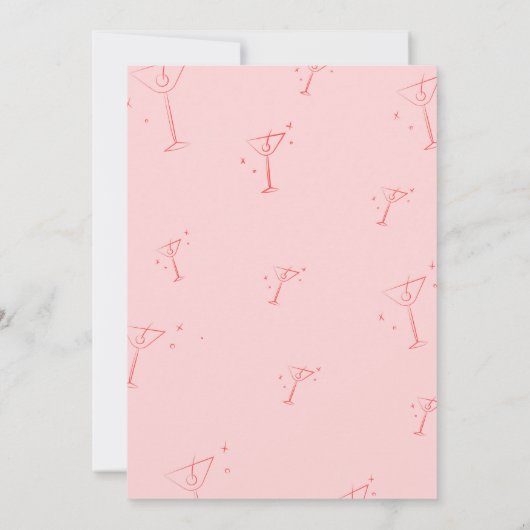 Whimsical Handdrawn martini Birthday dinner 招待状 (裏面)