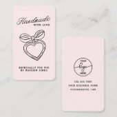 Whimsical Handmade with Love Script Heart Bow 名刺 (正面/裏面)