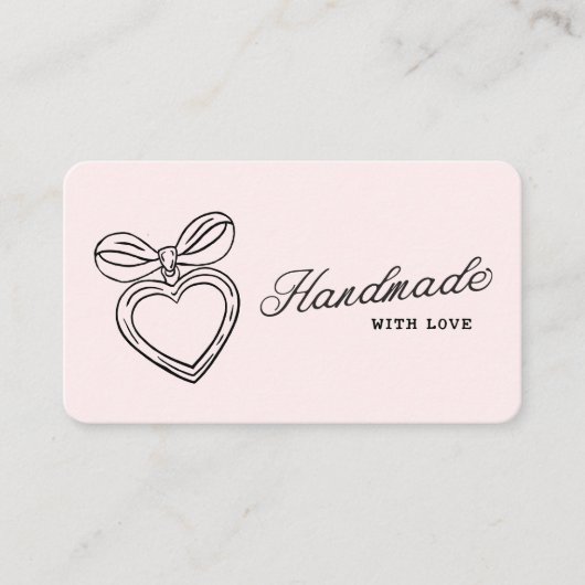 Whimsical Handmade with Love Script Heart Bow Logo 名刺 (正面)