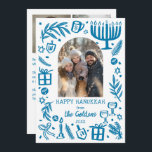 Whimsical Hanukkah Cute Custom Arch 3 PHOTO  シーズンカード<br><div class="desc">Perfect cute card for a fun holiday greeting! Hand made art for you! Perfect for a winter, hanukkah, holiday party or other event. FULLY CUSTOMIZABLE! Click on “Personalize” above to edit the text and add your own photos. Click "edit using design tool" to adjust the fonts, colors and placements. (check...</div>