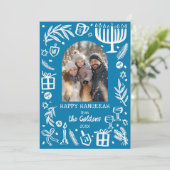 Whimsical Hanukkah Cute Custom Arch 4 PHOTO シーズンカード (スタンド正面)