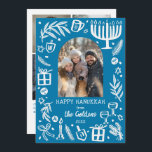 Whimsical Hanukkah Cute Custom Arch 4 PHOTO  シーズンカード<br><div class="desc">Perfect cute card for a fun holiday greeting! Hand made art for you! Perfect for a winter, hanukkah, holiday party or other event. FULLY CUSTOMIZABLE! Click on “Personalize” above to edit the text and add your own photos. Click "edit using design tool" to adjust the fonts, colors and placements. (check...</div>
