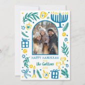 Whimsical Hanukkah Cute Custom Arch 4 PHOTO シーズンカード (正面)