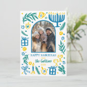 Whimsical Hanukkah Cute Custom Arch 4 PHOTO シーズンカード (スタンド正面)