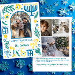 Whimsical Hanukkah Cute Custom Arch 4 PHOTO  シーズンカード<br><div class="desc">Perfect cute card for a fun holiday greeting! Hand made art for you! Perfect for a winter, hanukkah, holiday party or other event. FULLY CUSTOMIZABLE! Click on “Personalize” above to edit the text and add your own photos to the back and front. Click "edit using design tool" to adjust the...</div>