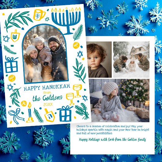 Whimsical Hanukkah Cute Custom Arch 4 PHOTO シーズンカード