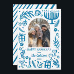 Whimsical Hanukkah Cute Custom Arch PHOTO  シーズンカード<br><div class="desc">Perfect cute card for a fun holiday greeting! Hand made art for you! Perfect for a winter, hanukkah, holiday party or other event. FULLY CUSTOMIZABLE! Click on “Personalize” above to edit the text and add your own photos. Click "edit using design tool" to adjust the fonts, colors and placements. (check...</div>