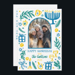 Whimsical Hanukkah Cute Custom Arch PHOTO  シーズンカード<br><div class="desc">Perfect cute card for a fun holiday greeting! Hand made art for you! Perfect for a winter, hanukkah, holiday party or other event. FULLY CUSTOMIZABLE! Click on “Personalize” above to edit the text on the front and back and add your own photos. Click "edit using design tool" to adjust the...</div>
