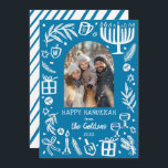 Whimsical Hanukkah Cute Custom Arch PHOTO  シーズンカード<br><div class="desc">Perfect cute card for a fun holiday greeting! Hand made art for you! Perfect for a winter, hanukkah, holiday party or other event. FULLY CUSTOMIZABLE! Click on “Personalize” above to edit the text and add your own photos. Click "edit using design tool" to adjust the fonts, colors and placements. (check...</div>