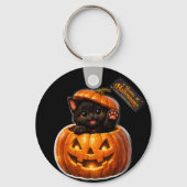 Whimsical happy Halloween round keychain キーホルダー (裏面)