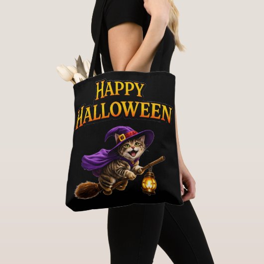 Whimsical happy Halloween tote bag carry your trea トートバッグ (クローズアップ)