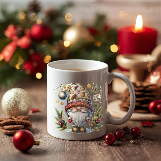 Whimsical Happy Holidays Gnome コーヒーマグカップ