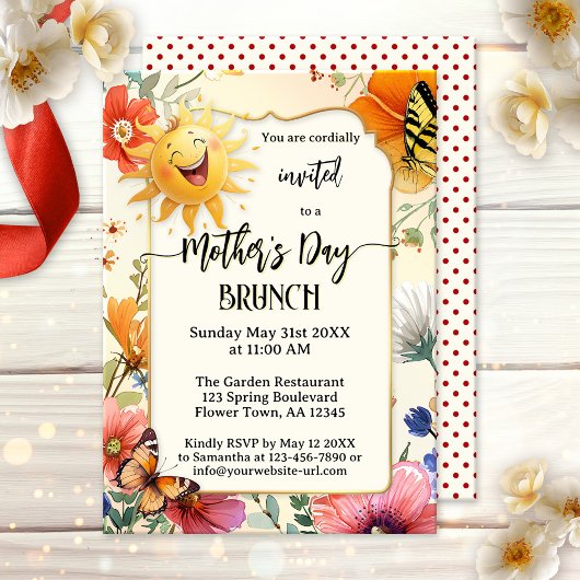 Whimsical Happy Mother's Day Brunch 招待状
