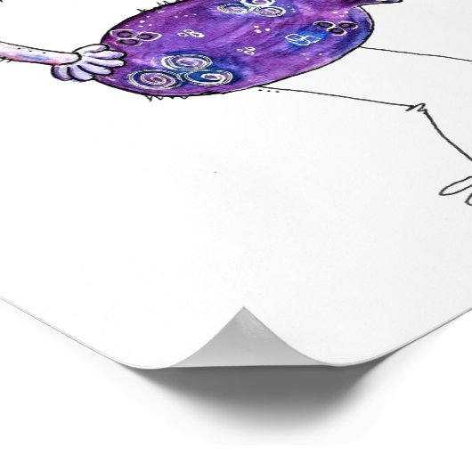 Whimsical Happy Purple Ostrich ポスター (角)