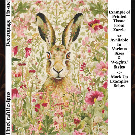Whimsical Hare Among Wildflowers EX7 Decoupage 薄葉紙