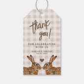 Whimsical Hare Bunnies In Love Wedding Thank You ギフトタグ (正面)