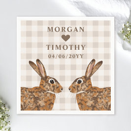 Whimsical Hare Heads With Names And Date Wedding スタンダードカクテルナプキン