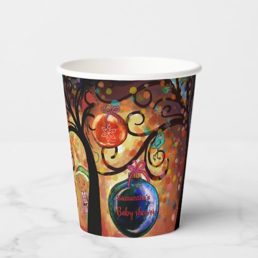 Whimsical "He or She" Elf Gender Reveal Party 紙コップ (裏面)