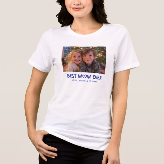 Whimsical Heart Best Mom Ever Holiday Photo トライブレンドＴシャツ (正面)
