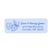 Whimsical Heart Locket Doodle CUSTOM Return Addres ラベル (正面)