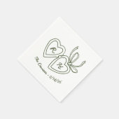 Whimsical Heart Locket Doodle Sketch Modern CUSTOM スタンダードカクテルナプキン (角)