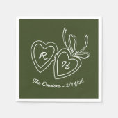 Whimsical Heart Locket Doodle Sketch Modern CUSTOM スタンダードカクテルナプキン (正面)