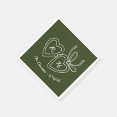 Whimsical Heart Locket Doodle Sketch Modern CUSTOM スタンダードカクテルナプキン (角)