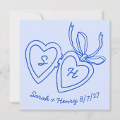 Whimsical Heart Locket Doodle Sketch Modern CUSTOM セーブザデート (正面)