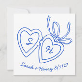 Whimsical Heart Locket Doodle Sketch Modern CUSTOM セーブザデート (正面)