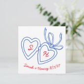 Whimsical Heart Locket Doodle Sketch Modern CUSTOM セーブザデート (スタンド正面)
